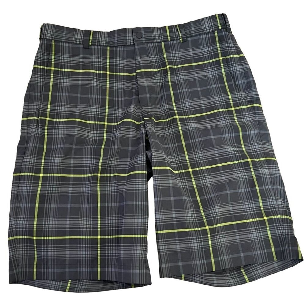 Nike Golf Shorts Flat Front Plaid Grey Men's Size 34 Like New condition No flaws